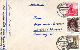 Germany, DDR 1955 Letter From Halle To Zürich, Postal History - Covers & Documents