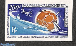 New Caledonia 1970 French Flights Around The World 1v, Imperforated, Mint NH, Transport - Aircraft & Aviation - Nuevos