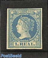 Spain 1860 1R, Blue, Unused, Unused (hinged) - Ungebraucht