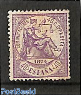 Spain 1874 40c, Stamp Out Of Set, Unused (hinged) - Nuevos