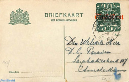 Netherlands 1921 Reply Paid Postcard 7.5+7.5on5+5on3+3c, Used Postal Stationary - Lettres & Documents