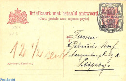 Netherlands 1921 Reply Paid Postcard 12.5c On 5c, Used Postal Stationary - Covers & Documents