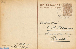 Netherlands 1924 Reply Paid Postcard 7.5/7.5c, Used Postal Stationary - Briefe U. Dokumente