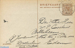 Netherlands 1923 Reply Paid Postcard 7.5/7.5c, Used Postal Stationary - Briefe U. Dokumente