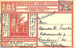 Netherlands 1926 Postcard 10c On 12.5c, To Germany, Used Postal Stationary - Lettres & Documents