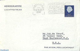 Netherlands 1955 Aerogramme 30c To USA, Used Postal Stationary - Cartas & Documentos