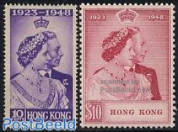 Hong Kong 1948 Royal Silver Wedding 2v, Unused (hinged), History - Kings & Queens (Royalty) - Neufs