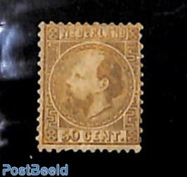 Netherlands 1867 50c, Type II, Perf. 12.75:11.75, Only Party Original Gum, Partly Regummed, Unused (hinged) - Ongebruikt