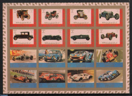 Ajman 1973 Automobiles & Autosport 16v M/s, Imperforated, Mint NH, Sport - Transport - Autosports - Automobiles - Cars