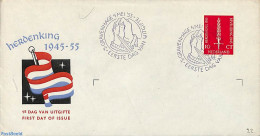 Netherlands 1955 Liberation 1v, FDC Without Address, First Day Cover - Lettres & Documents