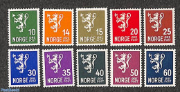 Norway 1937 Definitives, WM Posthorn 10v, Unused (hinged) - Nuevos