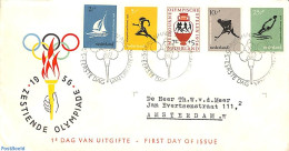 Netherlands 1956 Olympic Games 5v, FDC, Typed Address, Closed Flap, First Day Cover, Sport - Olympic Games - Storia Postale