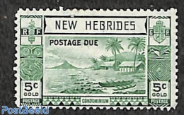 New Hebrides 1938 5c, Postage Due, Stamp Out Of Set, Unused (hinged), Transport - Ships And Boats - Autres & Non Classés