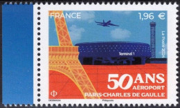 FRANCE 2024 - 50 ANS AÉROPORT  PARIS-CHARLES  DE GAULLE - - YT 5763 Neuf ** - Vliegtuigen