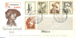 Netherlands 1956 Rembrandt 5v, FDC With Lines, With Address, Open Flap, First Day Cover, Art - Rembrandt - Cartas & Documentos