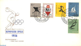 Netherlands 1956 Olympic Games 5v, FDC, First Day Cover, Sport - Olympic Games - Cartas & Documentos