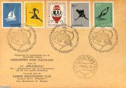 Netherlands 1956 Card With Olympic Games Set 5v, FDC With Special Cancellation LANDBOUWTENTOONSTELLING, First Day Cove.. - Cartas & Documentos