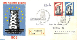 Netherlands 1956 Europa 2v, FDC Typed Address, Open Flap, First Day Cover, History - Europa (cept) - Brieven En Documenten