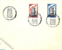 Netherlands 1956 Europa 2v, FDC, On Normal Cover With Special FDC Cancellation (officially Not Allowed), First Day Cov.. - Briefe U. Dokumente