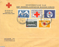 Netherlands 1957 Red Cross 5v, Sent On First Day Of Issue, First Day Cover, Health - Red Cross - Briefe U. Dokumente
