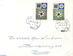 Netherlands 1957 Europa 2v, Sent On First Day Of Issue, First Day Cover, History - Europa (cept) - Brieven En Documenten