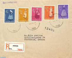 Netherlands 1958 Costumes, Sent On First Day Of Issue, First Day Cover, Various - Costumes - Brieven En Documenten