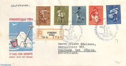 Netherlands 1954 Child Welfare 5v, FDC, Open Flap, Typed Address, First Day Cover, Health - Various - Dentistry - Toys.. - Briefe U. Dokumente