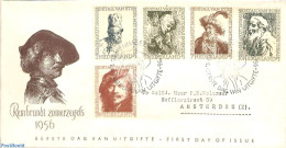 Netherlands 1956 Rembrandt 5v, FDC, Open Flap, Typed Address, First Day Cover, Art - Rembrandt - Cartas & Documentos