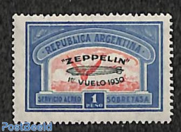 Argentina 1930 1p, Stamp Out Of Set, Unused (hinged), Transport - Zeppelins - Neufs