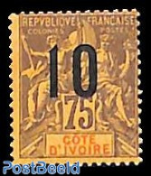 Ivory Coast 1912 10 On 75c, Stamp Out Of Set, Mint NH - Ungebraucht