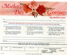 USA 1968 Telegramma Wester Union Holiday Greetings Telegramm Telegram Telegramme - Moederdag