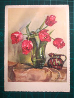 CARTE À COLLECTIONNER, FLEURS, ART : Magnifique Peinture D'un Vase Avec De Belles Fleurs, Couleurs Pastel. Nature Morte - Flowers