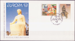 Chypre - Cyprus - Zypern FDC 1993 Y&T N°804 à 805 - Michel N°803 à 804 - EUROPA - Covers & Documents