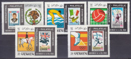 1968 Yemen Kingdom 627-631 Olympic Emblem - Stamps On Stamps 10,00 € - Estate 1968: Messico