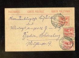 "D.ABST.GEB.-OBERSCHLESIEN" 1921, Postkarte Mi. P 3 Mit Zusatzfrankatur, Stegstempel "BEUTHEN" (L2211) - Silésie