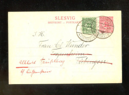 "D.ABST.GEB.-SCHLESWIG" 1920, Postkarten Mi. P 2 Mit Zusatzfrankatur Mit Stegstempel "GLUECKSBURG", Nachsendung (L2213) - Schleswig