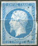 FRANCE - Y&T  N° 14Ac (o)...bleu Sur Azuré - 1853-1860 Napoleone III