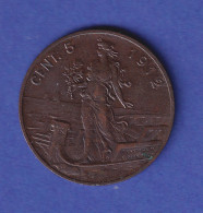 Italien Umlaufmünze 5 Centesimi Vittorio Emanuele III. 1912 Ss - Autres & Non Classés