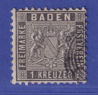 Baden 1 Kr Schwarz Wappen Mi.-Nr. 13 A Gestempelt  Gepr. BRETTL - Usati
