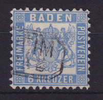Baden 6 Kreuzer Ultramarin Wappen Mi.-Nr. 19 A Gestempelt  - Usados