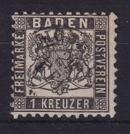 Baden 1 Kreuzer Schwarz Wappen Mi.-Nr. 17 A Gestempelt  - Usados