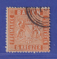 Baden 6 Kr Orange Wappen Mi.-Nr. 11 B Gestempelt  Gepr. PFENNINGER - Usati