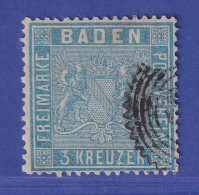 Baden 3 Kreuzer Blau Wappen Mi.-Nr. 10 A Gestempelt Gepr. PFENNINGER - Afgestempeld