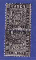 Baden 1 Kreuzer Schwarz Wappen  Mi.-Nr. 9 Senkrechtes Paar Gestempelt - Oblitérés