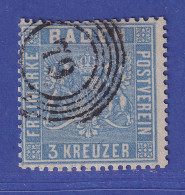 Baden 3 Kreuzer Ultramarin Wappen Mi.-Nr. 10 B Gestempelt Gepr. PFENNINGER  - Oblitérés