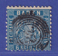 Baden 6 Kr Preußischblau Wappen Mi.-Nr. 14 B Gestempelt  Gepr. PFENNINGER - Used