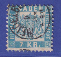 Baden 7 Kreuzer Hellblau Mi.-Nr. 25 B  O HEIDELBERG Gepr. PFENNINGER - Usati