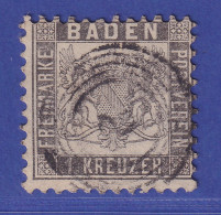 Baden 1 Kr Dunkelgrau Wappen Mi.-Nr. 17 C Gestempelt  Gepr. PFENNINGER - Usados