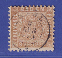 Baden 9 Kr Gelbbraun Wappen Mi.-Nr. 15 B Gestempelt  Gepr. PFENNINGER - Usati