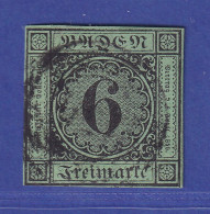 Baden 6 Kr Schwarz Auf Blaugrün  Mi.-Nr. 3 A Gestempelt Gepr. PFENNINGER - Usados